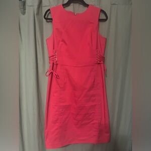 Gorgeous coral corset style lace waist detail exposed zipper CALVIN KLEIN sz 10